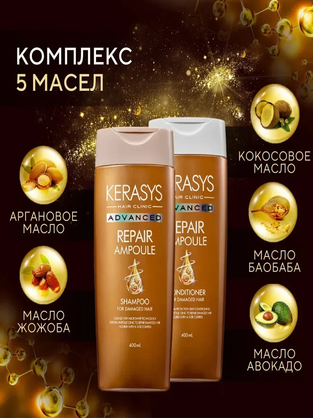 Шампунь Kerasys Advanced Интенсивное восстановлениес, 400 мл