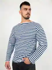 Темно-синий тельняшка мужская  "Чебоксарский трикотаж" утепленная, с начесом, фуфайка