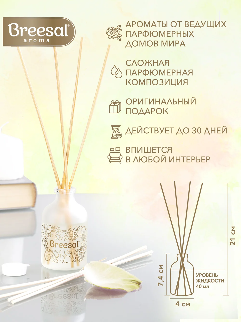 Диффузор для дома с палочками, 40мл 2 шт