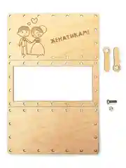 Белый купюрница / конверт деревянный для денег на болтах