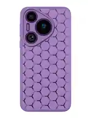Лавандовый чехол "Соты" для Huawei Pura 70 Pro/ Pro Plus силиконовый BROSCORP матовый с защитой камер
