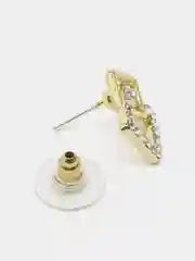 Золотистые серьги-гвоздики, с двойными квадратами и кристаллами
