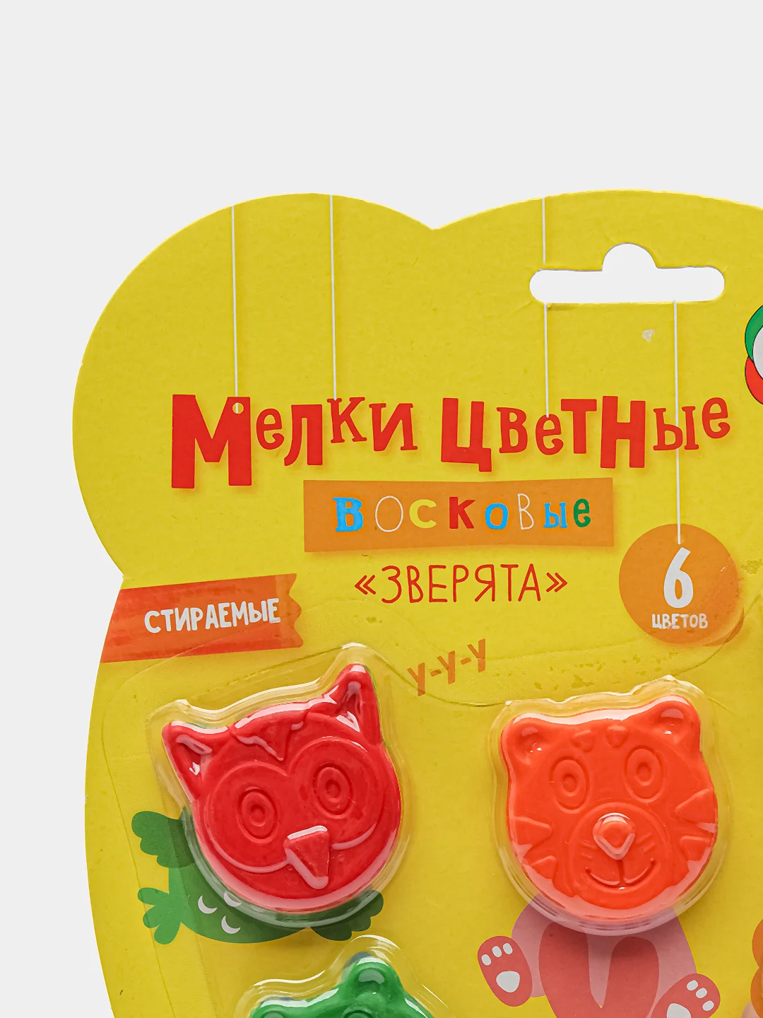 Цветные Мелки восковые Зверята 6 цветов