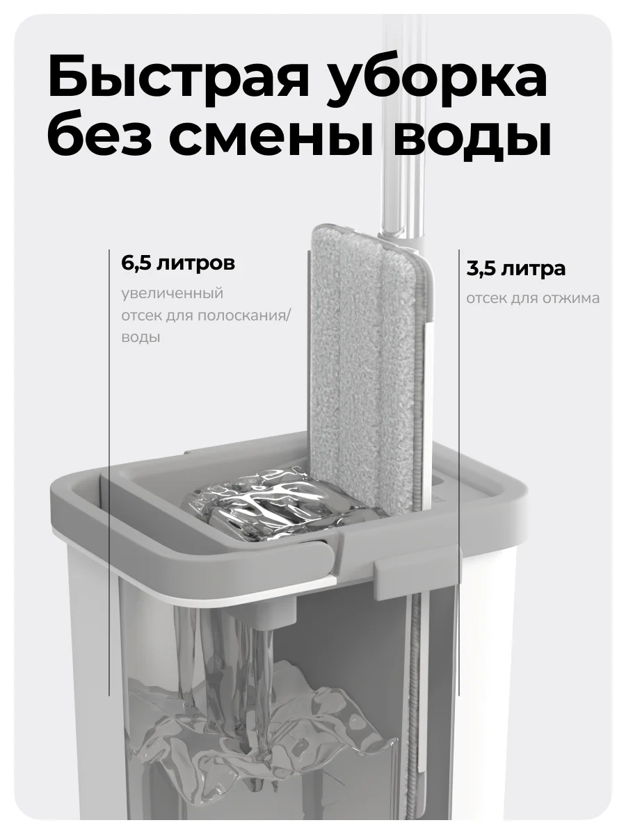 Швабра с отжимом и ведром M, 10 л