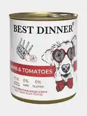 Влажный корм для щенков и взрослых собак Best Dinner "Ягненок с томатами", 850г, 6 штук