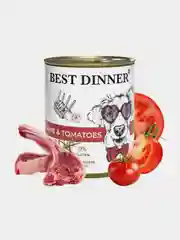 Влажный корм для щенков и взрослых собак Best Dinner "Ягненок с томатами", 850г, 6 штук