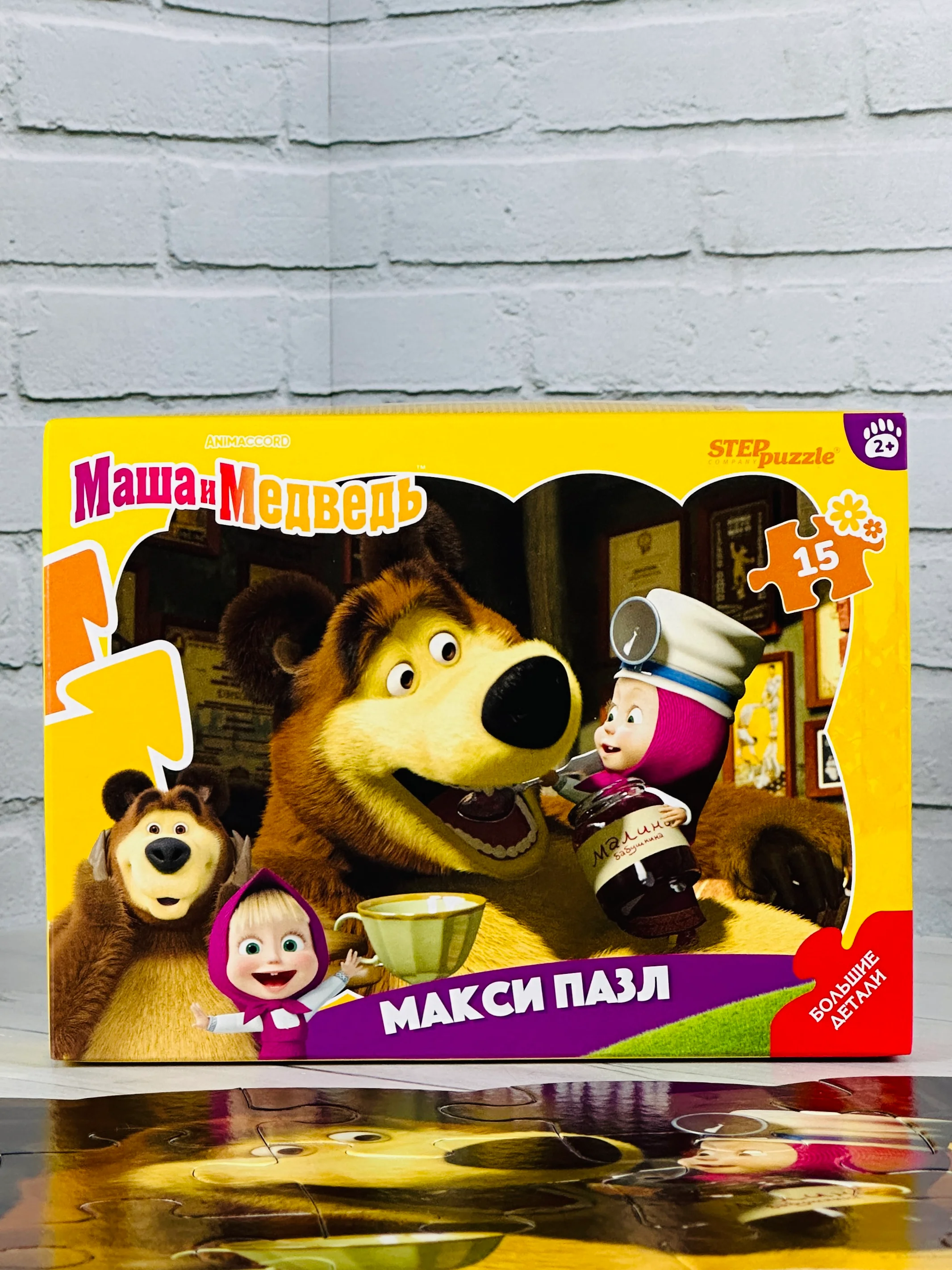 Мозаика картонный пазл Маша и Медведь 15 макси мульттгерои
