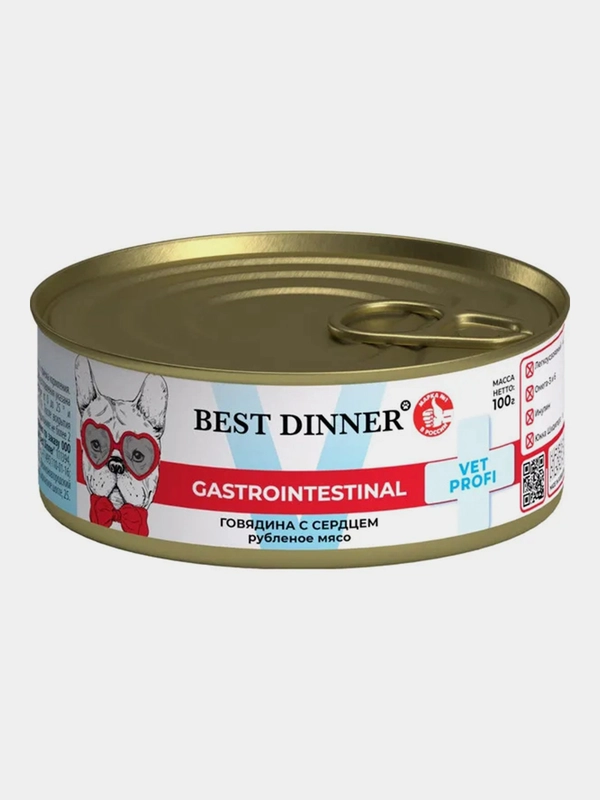 Влажный корм для собак Best Dinner Vet Profi GastroIntestinal, Говядина с сердцем, 12 штук
