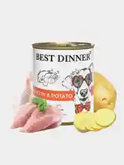 Влажный корм для щенков и взрослых собак Best Dinner "Птица с картофелем", 850г, 6 штук