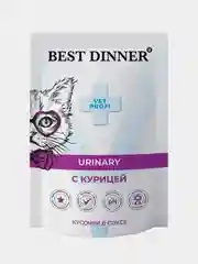 Влажный корм для кошек Best Dinner Vet Profi Urinary, кусочки в соусе, Курица, 85г, 24шт