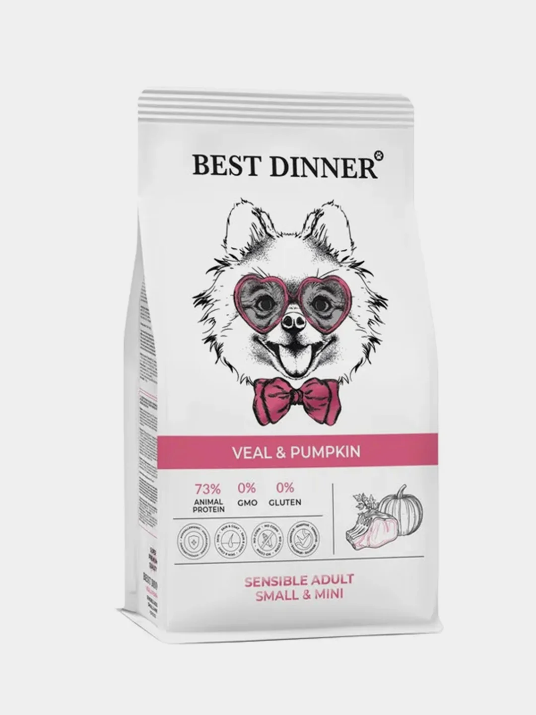 Сухой корм для взрослых собак мелких пород Best Dinner, Телятина и тыква, 3кг