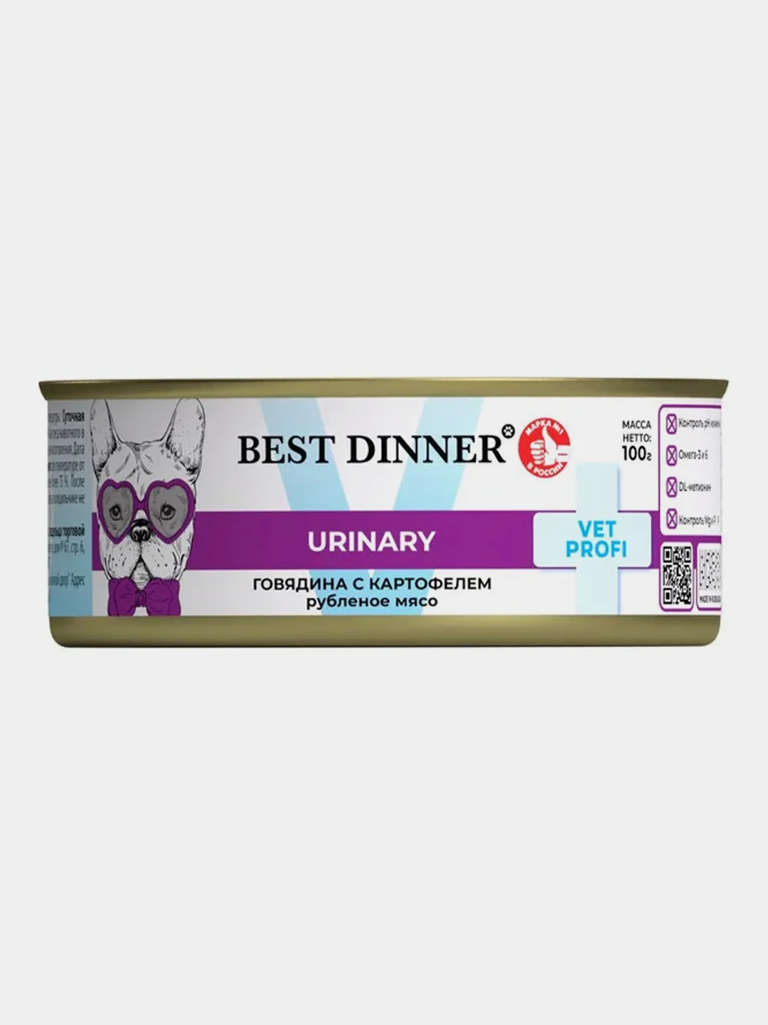 Влажный корм для собак Best Dinner Vet Profi Urinary Говядина с картофелем, 100г, 12 штук