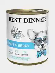 Влажный корм для щенков Best Dinner "Ягненок с ягодами", 850г, 6 штук