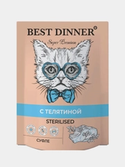 Влажный корм для кошек Best Dinner Sterilised Суфле с телятиной, 85г, 24 штуки