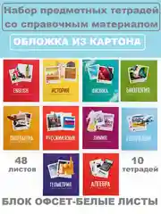 Разноцветный тетрадь предметная 48 листов, набор/комплект из 10 тетрадей со справочным материалом