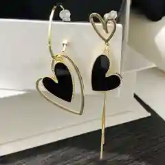 Серьги асимметричные длинные, серьги с сердечками, серьги женские