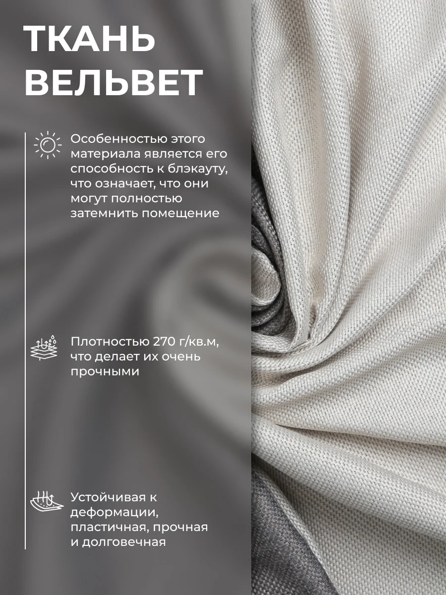 Шторы Блэкаут Рогожка 250Х400 Серые, Комплект из 2-х полотен, Крепление Лента