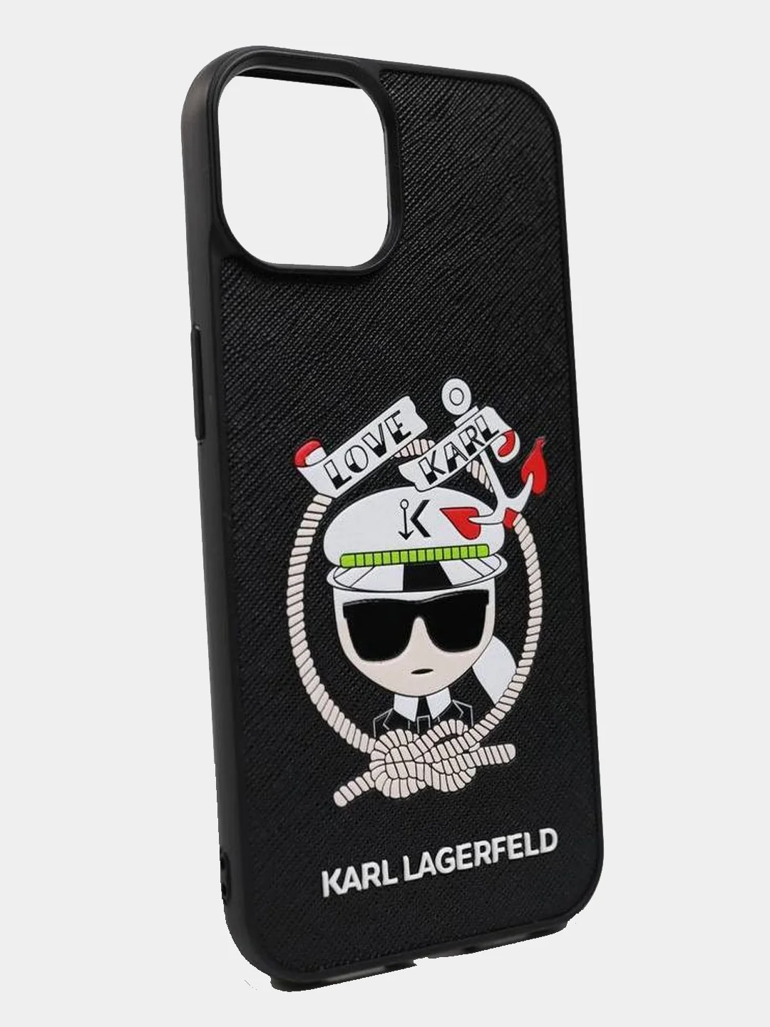 Черный чехол Karl Lagerfeld для iPhone 13/14, белый с котом