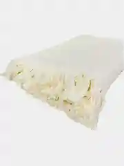 Кремовый полотенце вафельное ПИКЕ с бахромой, 100*150 см