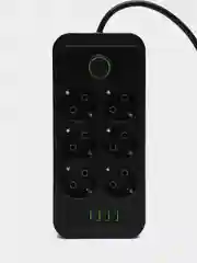Черный удлинитель сетевой (фильтр) 3 метра 6 розеток, с 4 USB и 1 Type-C портами и кнопкой