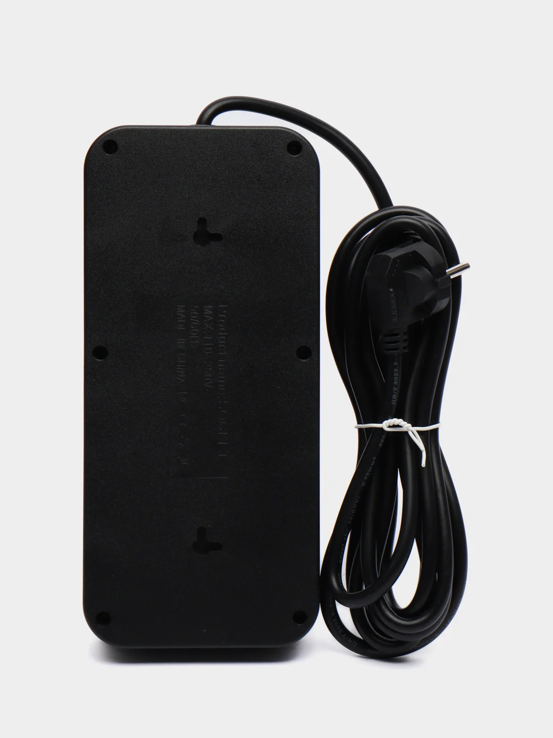 Черный удлинитель сетевой (фильтр) 3 метра 6 розеток, с 4 USB и 1 Type-C портами и кнопкой
