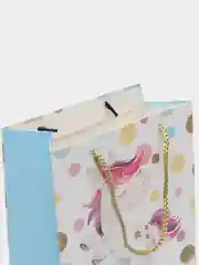 Голубой пакеты подарочные с глиттером 18*10*23 см Кошечка, Кит, Лама "Пой! Танцуй! Не паникуй"