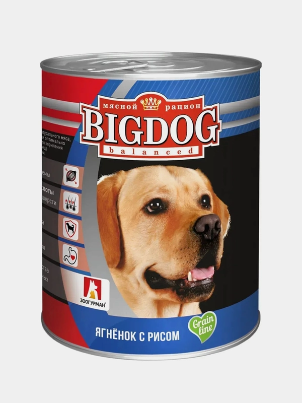 Влажный корм для собак "BIG DOG", Ягненок с рисом, 850 г
