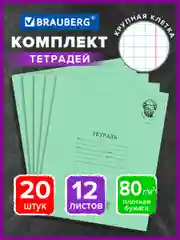 Тетрадь школьная в крупную клетку Brauberg "Великие имена Архимед", 12л, набор 20 шт.