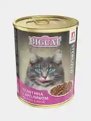Влажный корм для кошек BIG CAT Sterilized Кусочки в желе, телятина с кроликом, 350 г