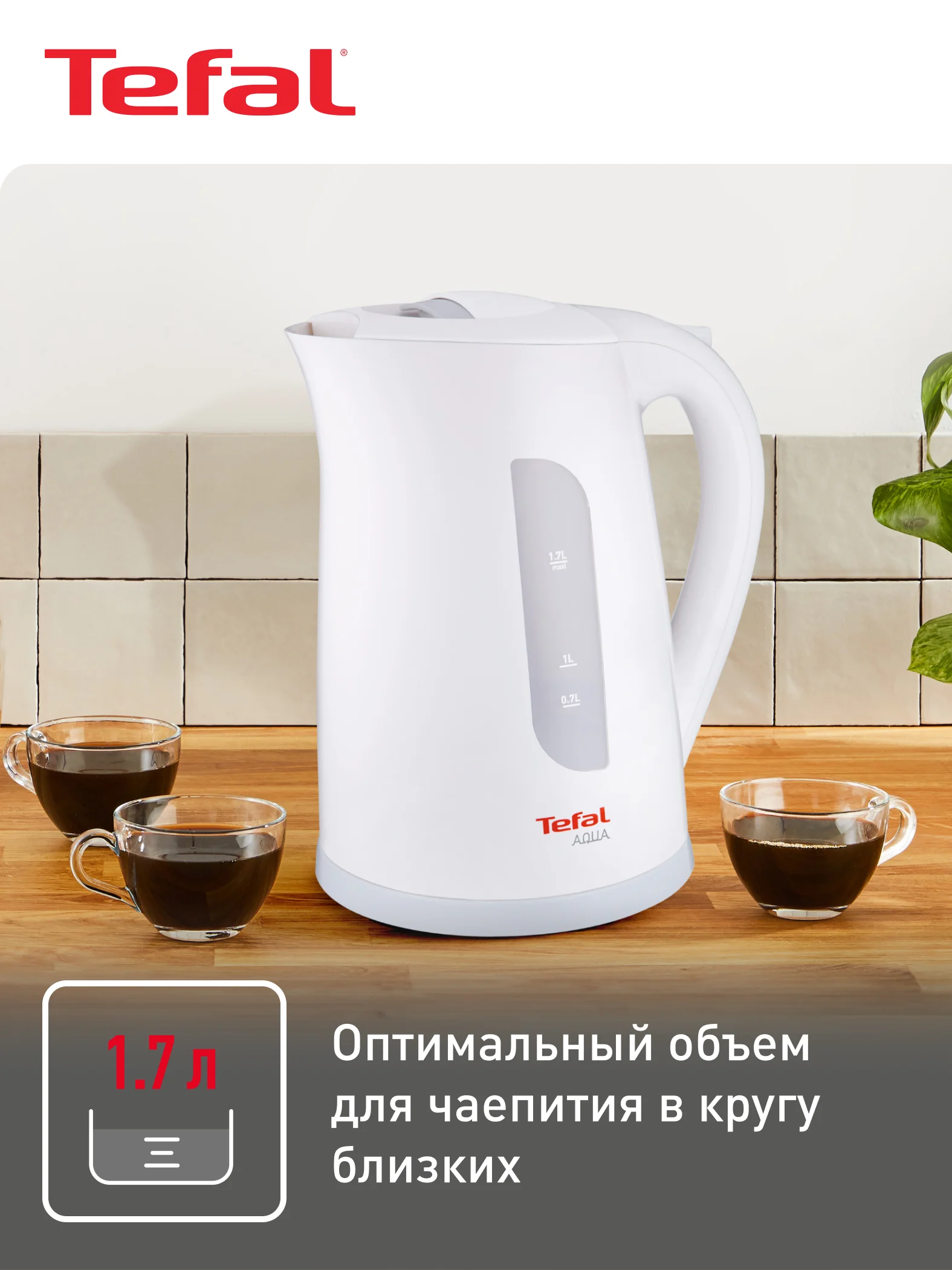 Чайник электрический Tefal Aqua II KO270130 1,7 л
