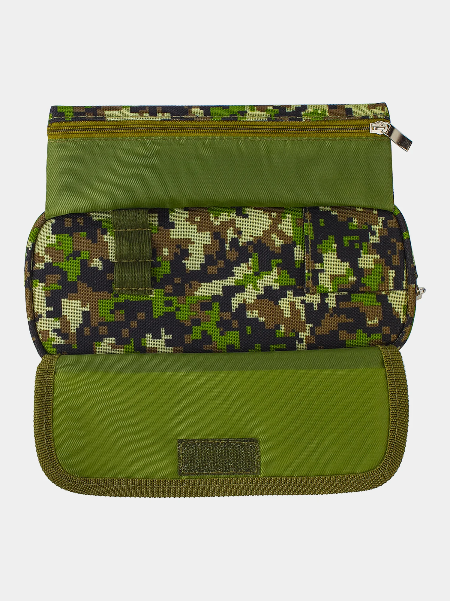 Пенал школьный Brauberg, 1 отделение, органайзер, мягкий, Military, зеленый, 21х5х9 см