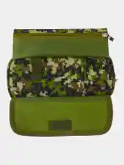 Пенал школьный Brauberg, 1 отделение, органайзер, мягкий, Military, зеленый, 21х5х9 см