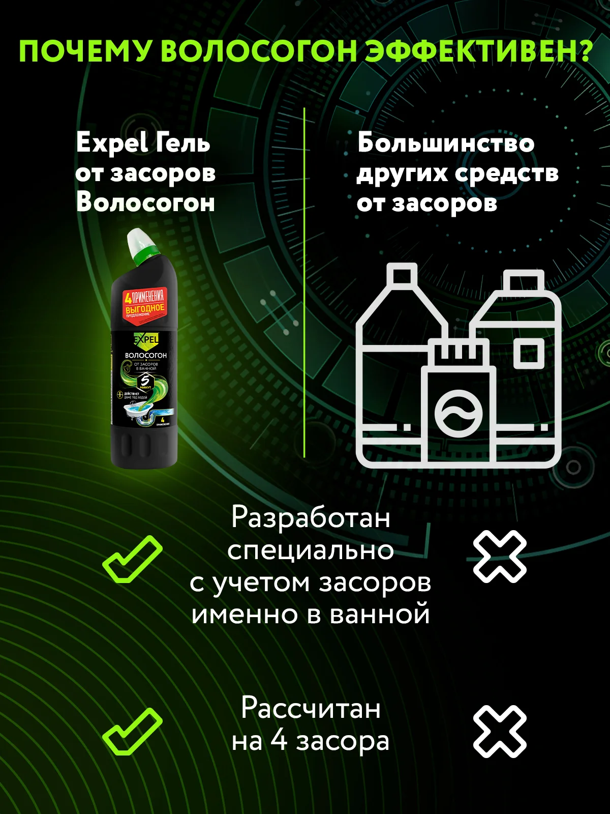 Средство для очистки труб от засоров 1 л х 2 шт