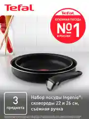 Набор посуды со съемной ручкой Tefal Ingenio Black 04238830, 3 предмета