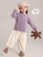 Лавандовый лонгслив детский, в полоску, для девочки и мальчика, кофта детская, свитшот