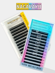 Ресницы для наращивания Nagaraku MIX 2D и 3D, изгиб C, D, L, M черные, толщина 0,10 и 0,07