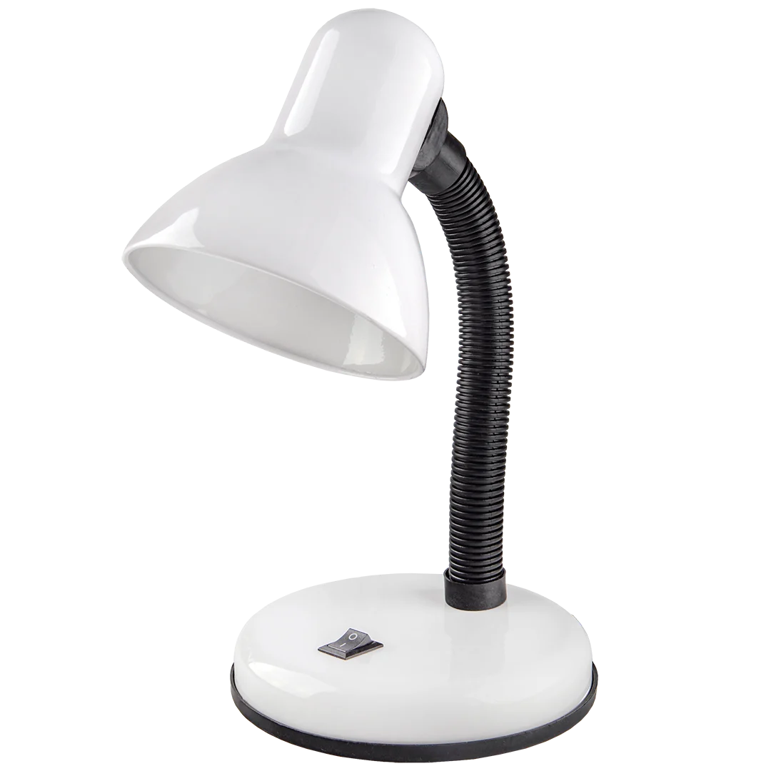 Белый настольный светильник Е27 GLANZEN DL-0001-40-R-white с основанием белый / настольная лампа