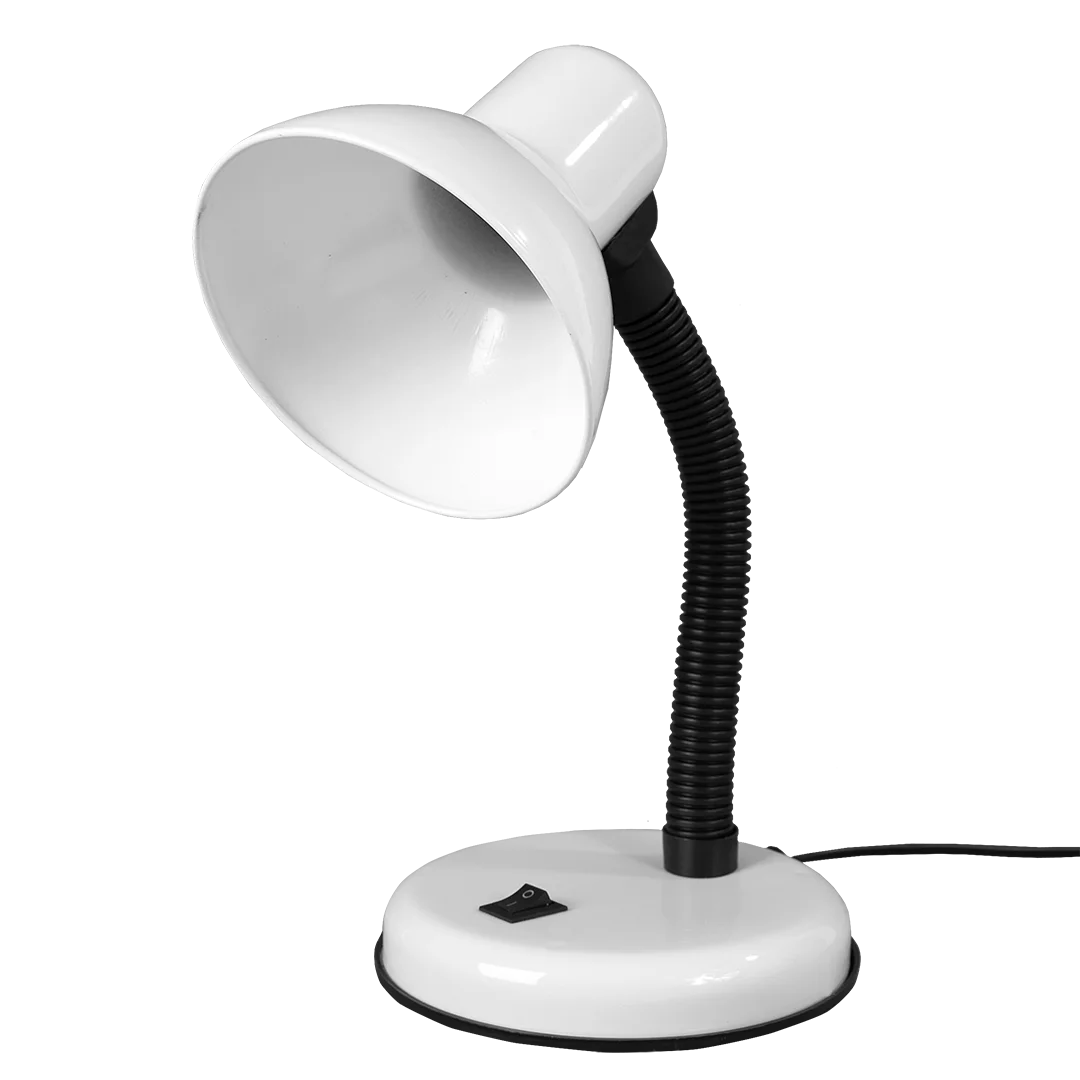 Белый настольный светильник Е27 GLANZEN DL-0001-40-R-white с основанием белый / настольная лампа