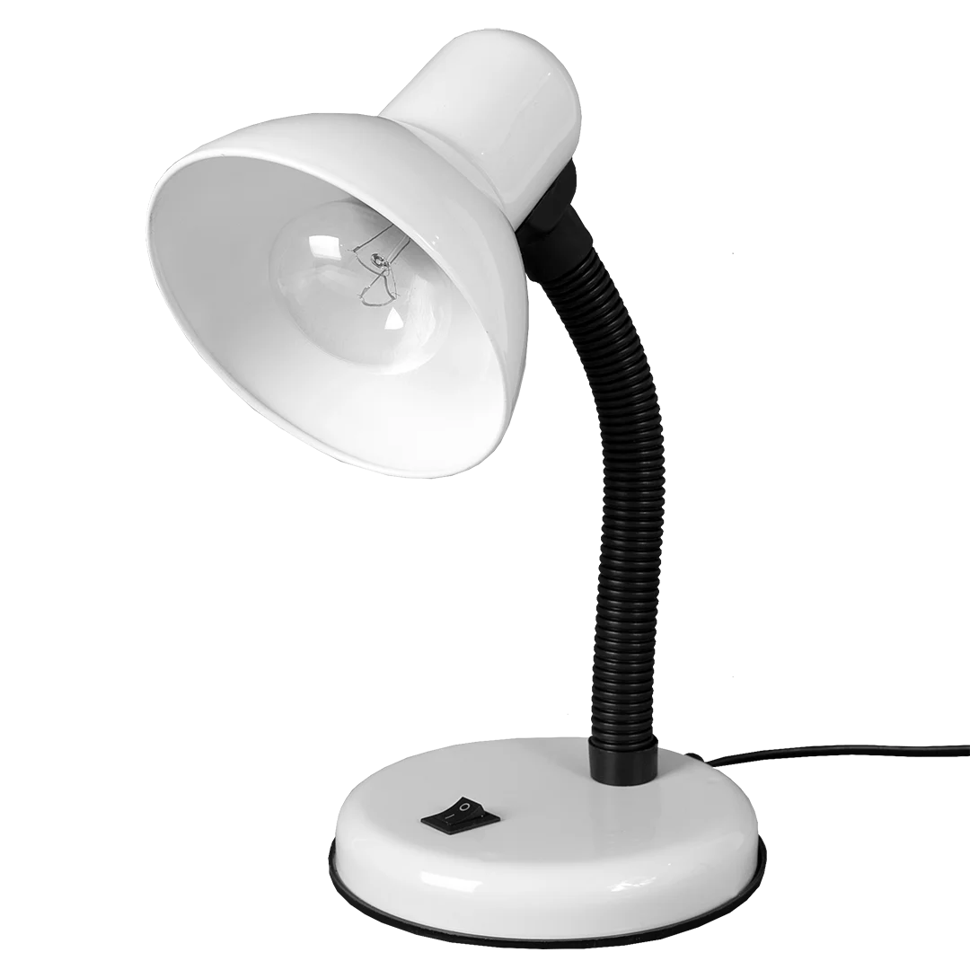 Белый настольный светильник Е27 GLANZEN DL-0001-40-R-white с основанием белый / настольная лампа