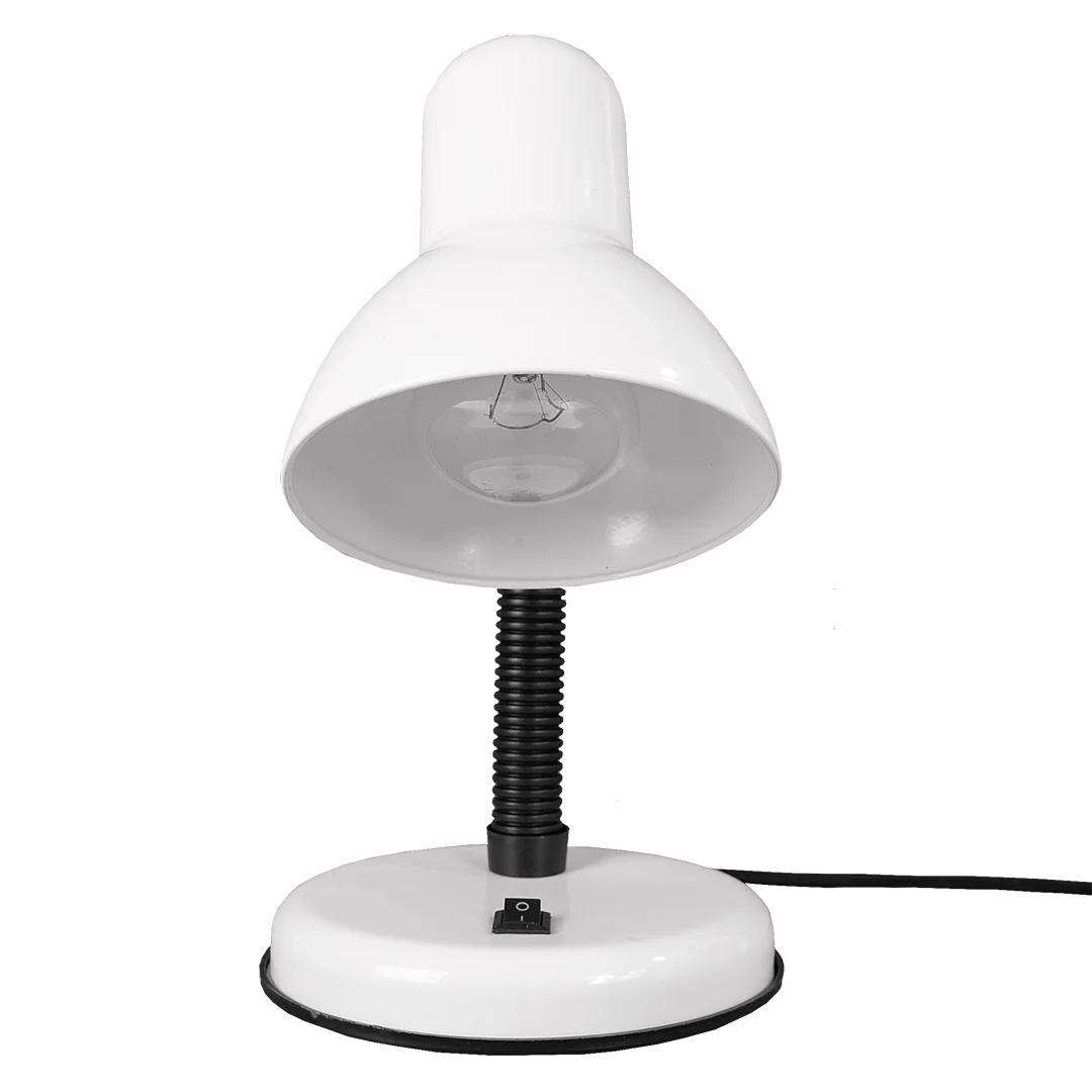 Белый настольный светильник Е27 GLANZEN DL-0001-40-R-white с основанием белый / настольная лампа