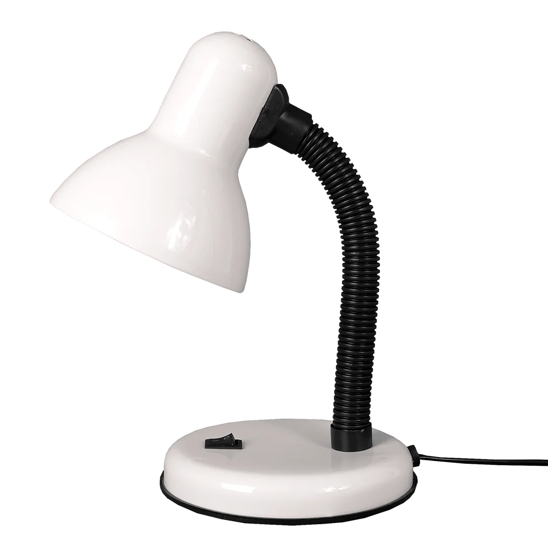 Белый настольный светильник Е27 GLANZEN DL-0001-40-R-white с основанием белый / настольная лампа