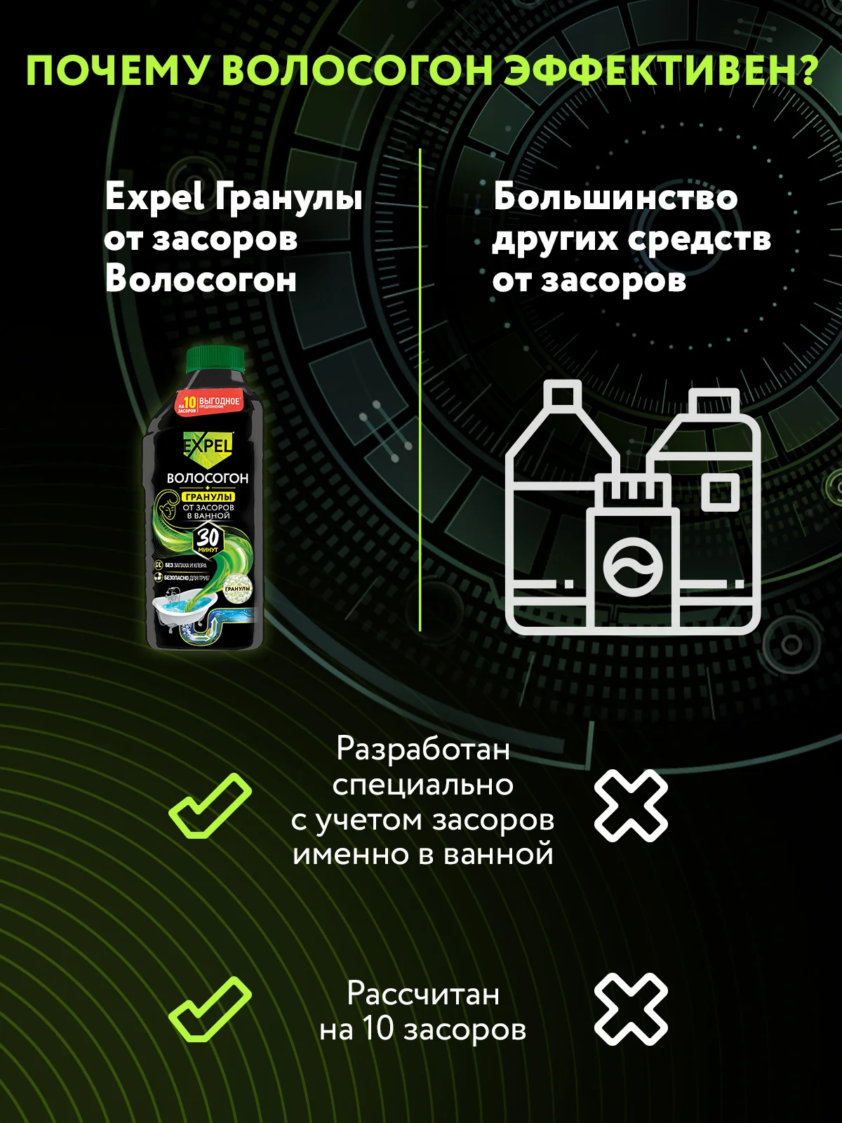 Средство для очистки труб от засоров, 600 г, 2шт