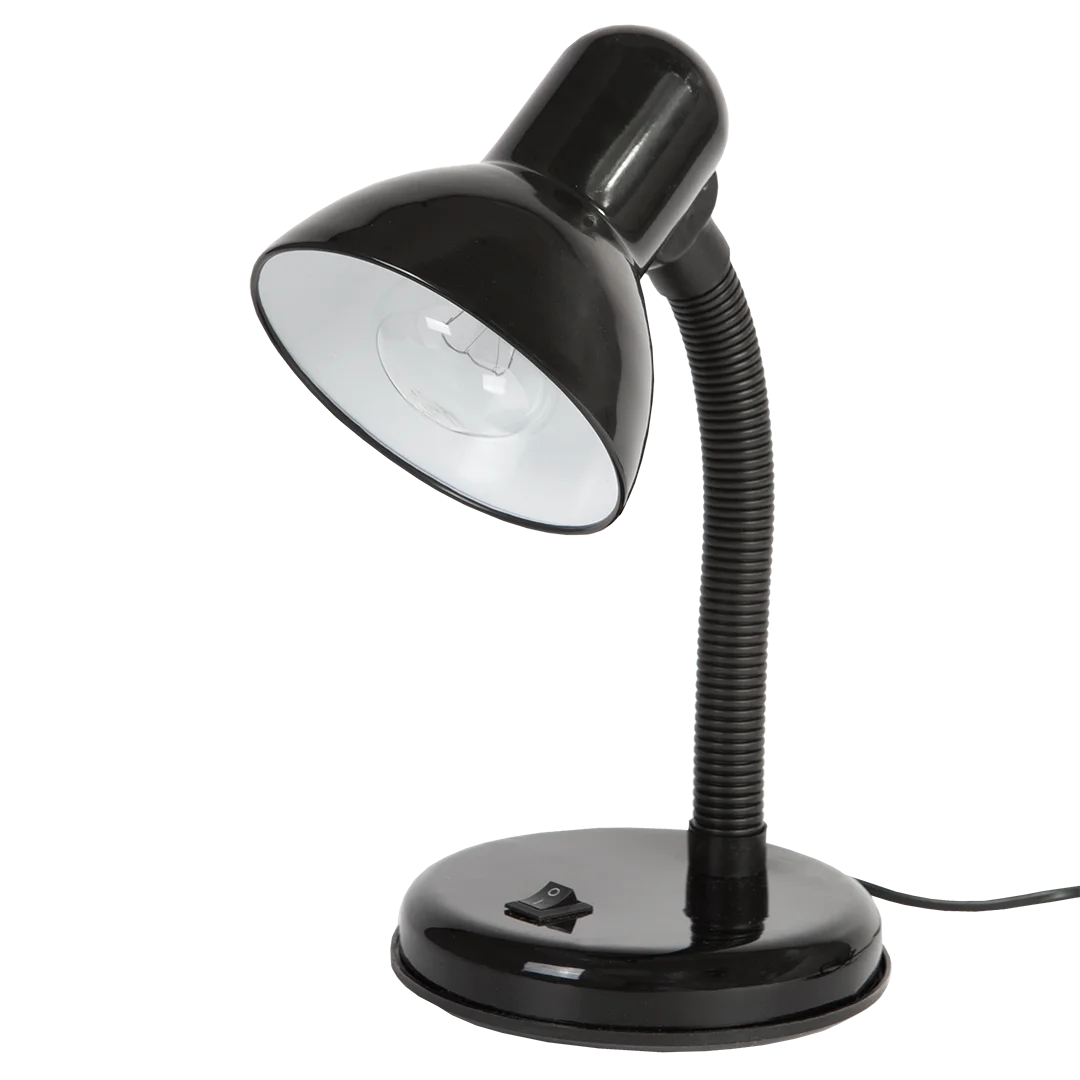 Черный настольный светильник Е27 GLANZEN DL-0001-40-R-black с основанием белый / настольная лампа