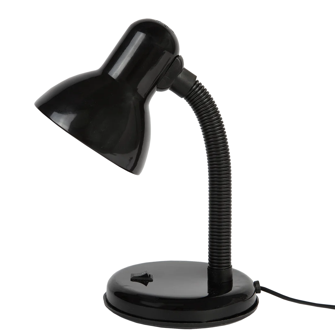 Черный настольный светильник Е27 GLANZEN DL-0001-40-R-black с основанием белый / настольная лампа