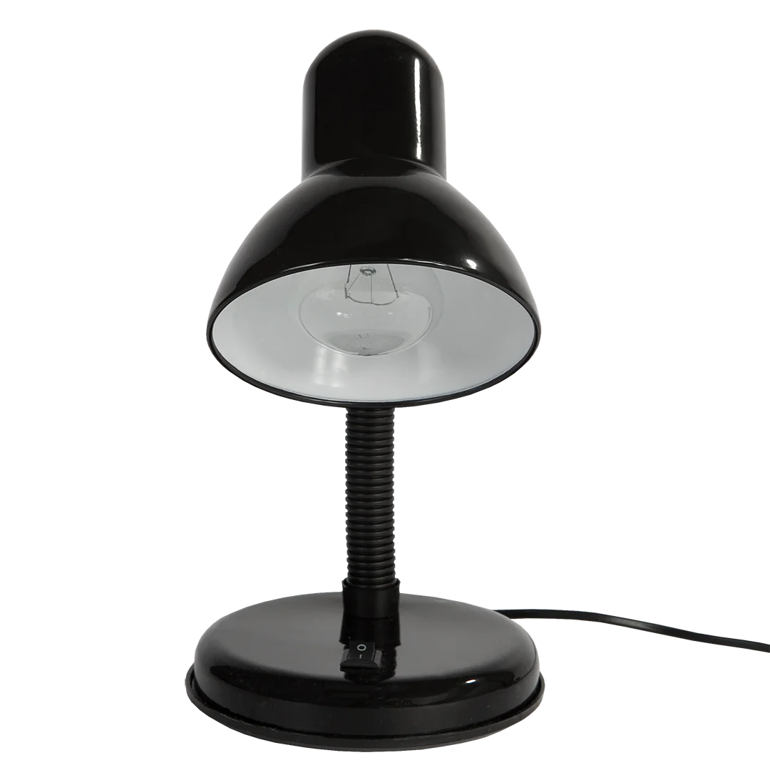 Черный настольный светильник Е27 GLANZEN DL-0001-40-R-black с основанием белый / настольная лампа