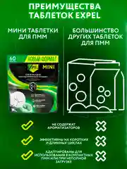 Таблетки Мини для посудомоечной машины, 60 шт