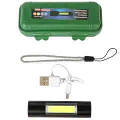Черный светодиодный ручной аккумуляторный с 3 режимами USB фонарь GLANZEN UFL-0300-519B