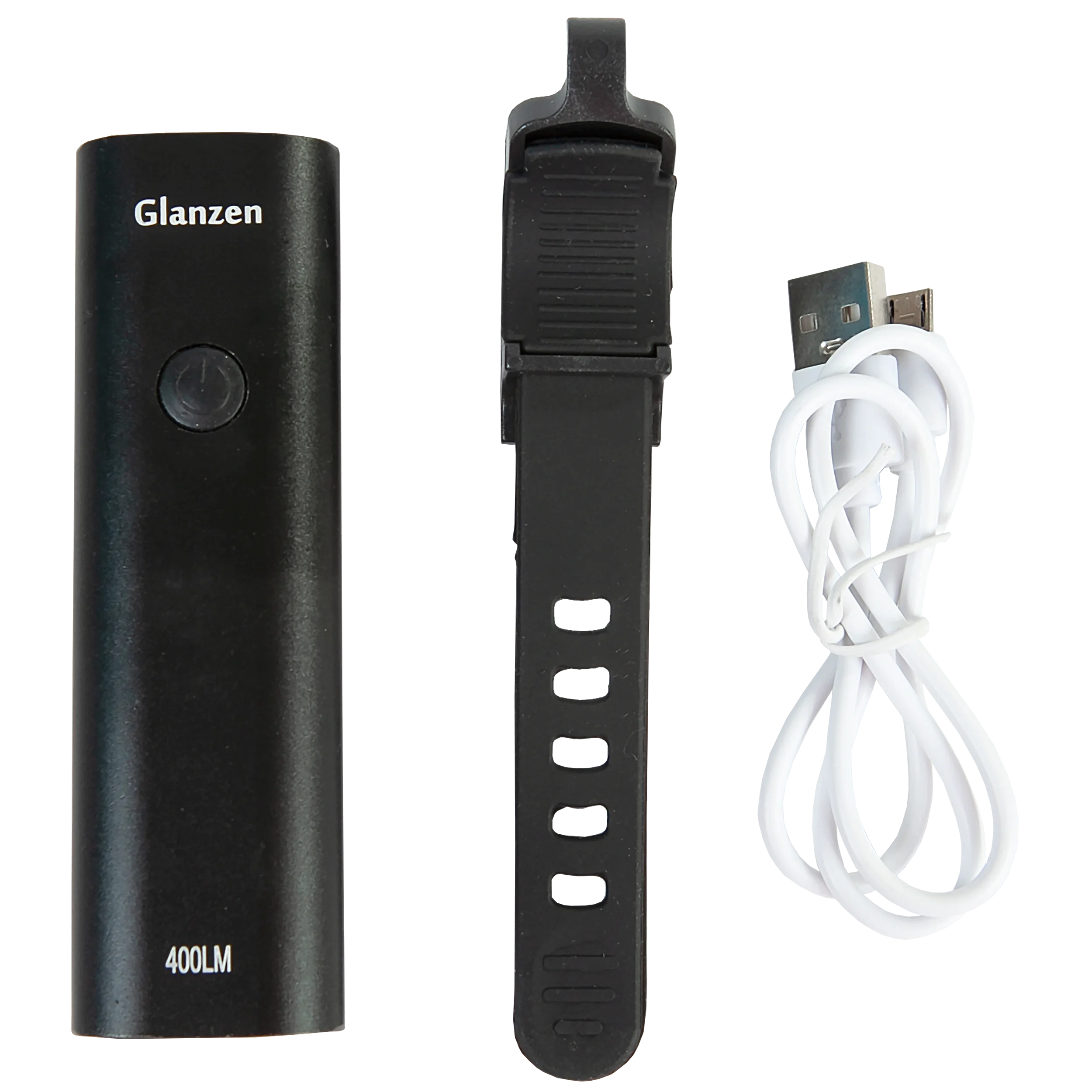 Черный велосипедный аккумуляторный передний фонарь с 4 режимами Glanzen BFL-0800-03-front