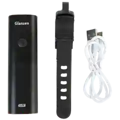 Черный велосипедный аккумуляторный передний фонарь с 4 режимами Glanzen BFL-0800-03-front
