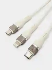 Белый кабель для мобильных устройств 3 в 1, с разъемами Lightning, Micro USB, Type C, 1,2м